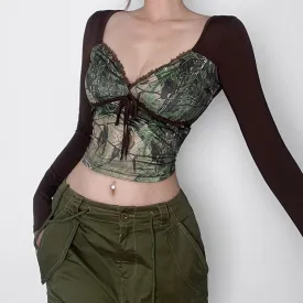'In the Zone' Auburn Flower Print Corset Top