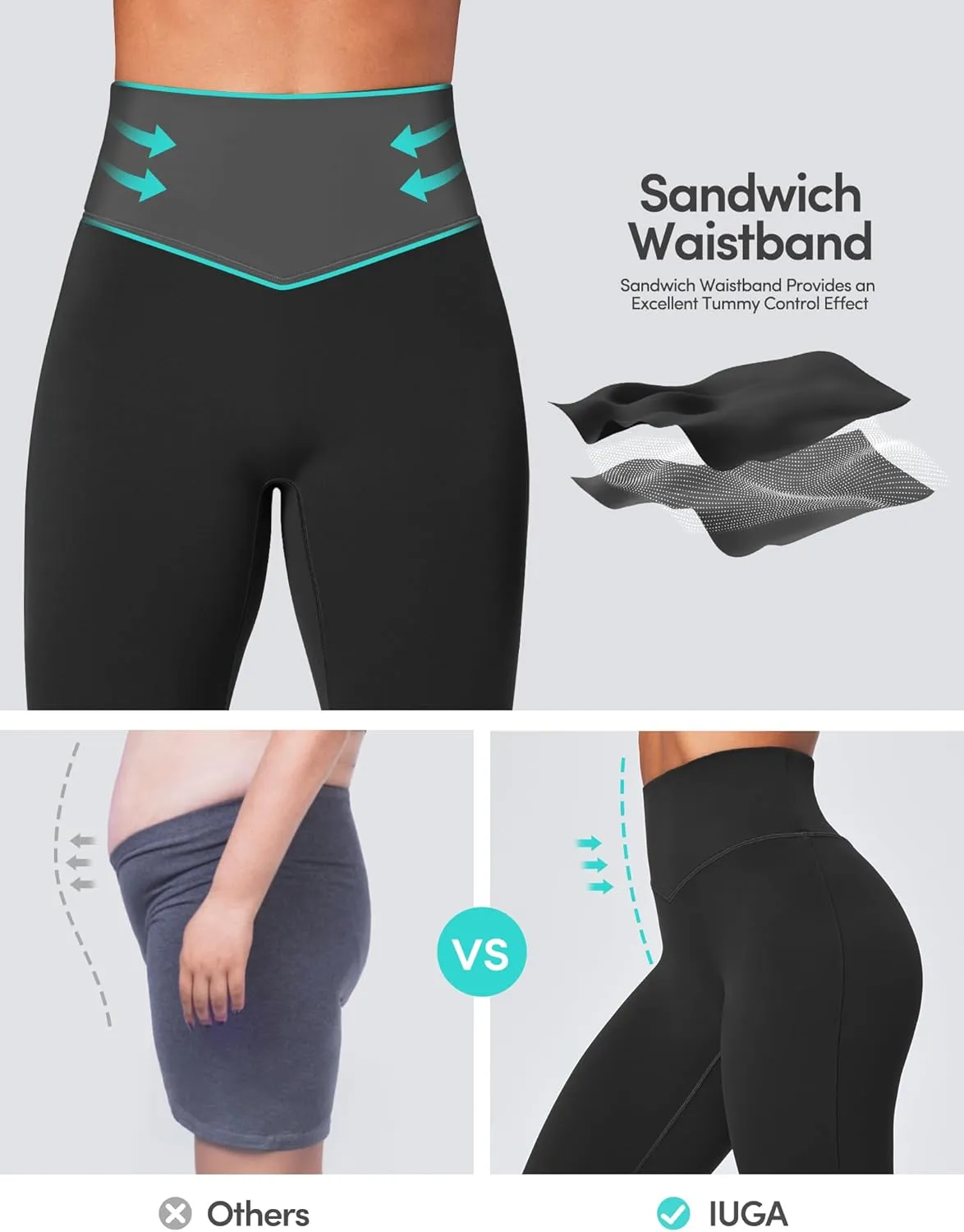 IUGA Flare Leggings for Women Tummy Control Flared Leggings No Front Seam Yoga Pants Women High Waisted Workout Bell Bottoms