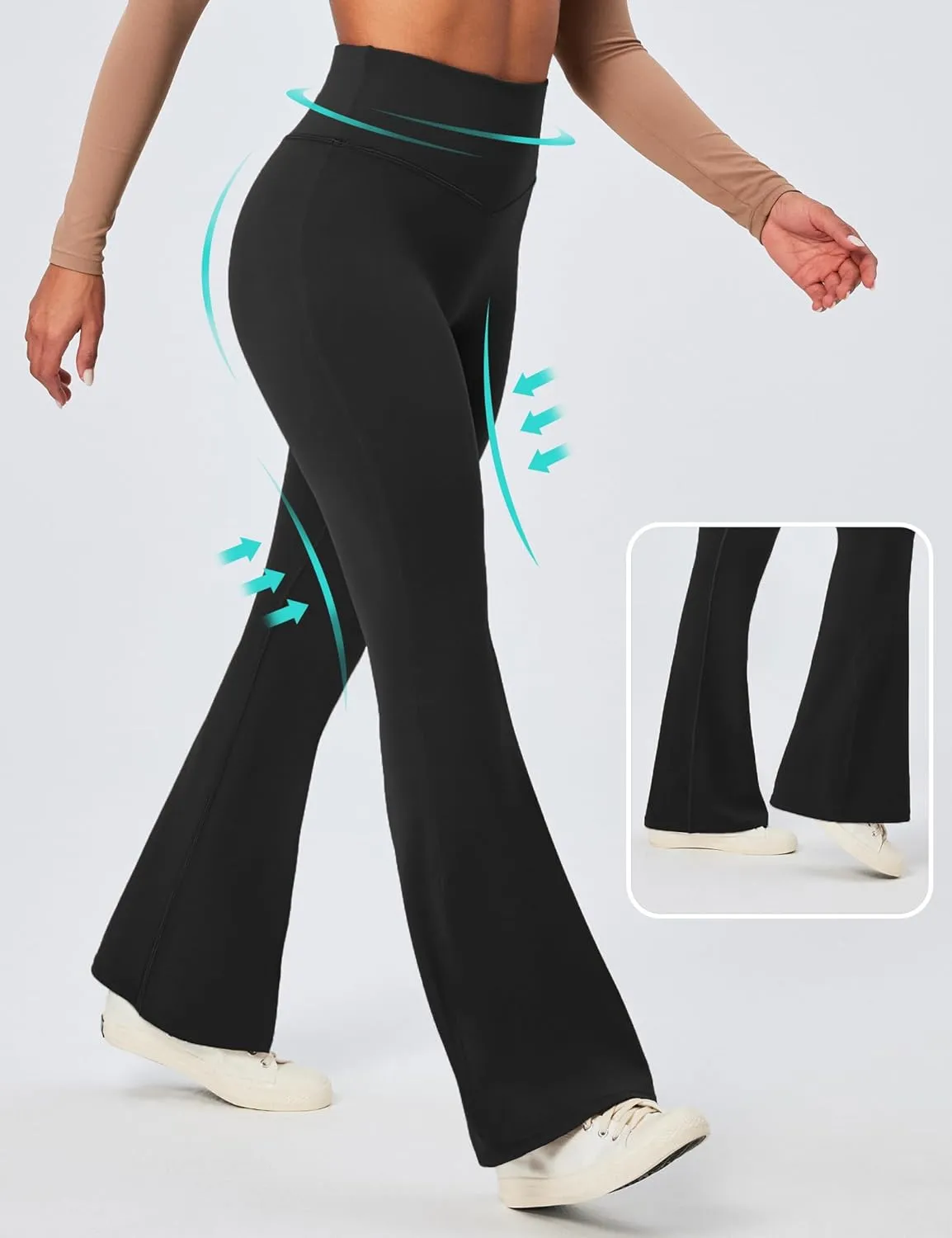 IUGA Flare Leggings for Women Tummy Control Flared Leggings No Front Seam Yoga Pants Women High Waisted Workout Bell Bottoms