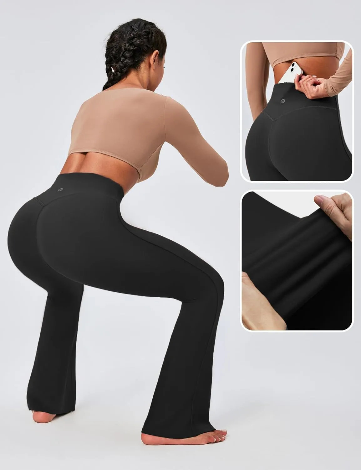IUGA Flare Leggings for Women Tummy Control Flared Leggings No Front Seam Yoga Pants Women High Waisted Workout Bell Bottoms