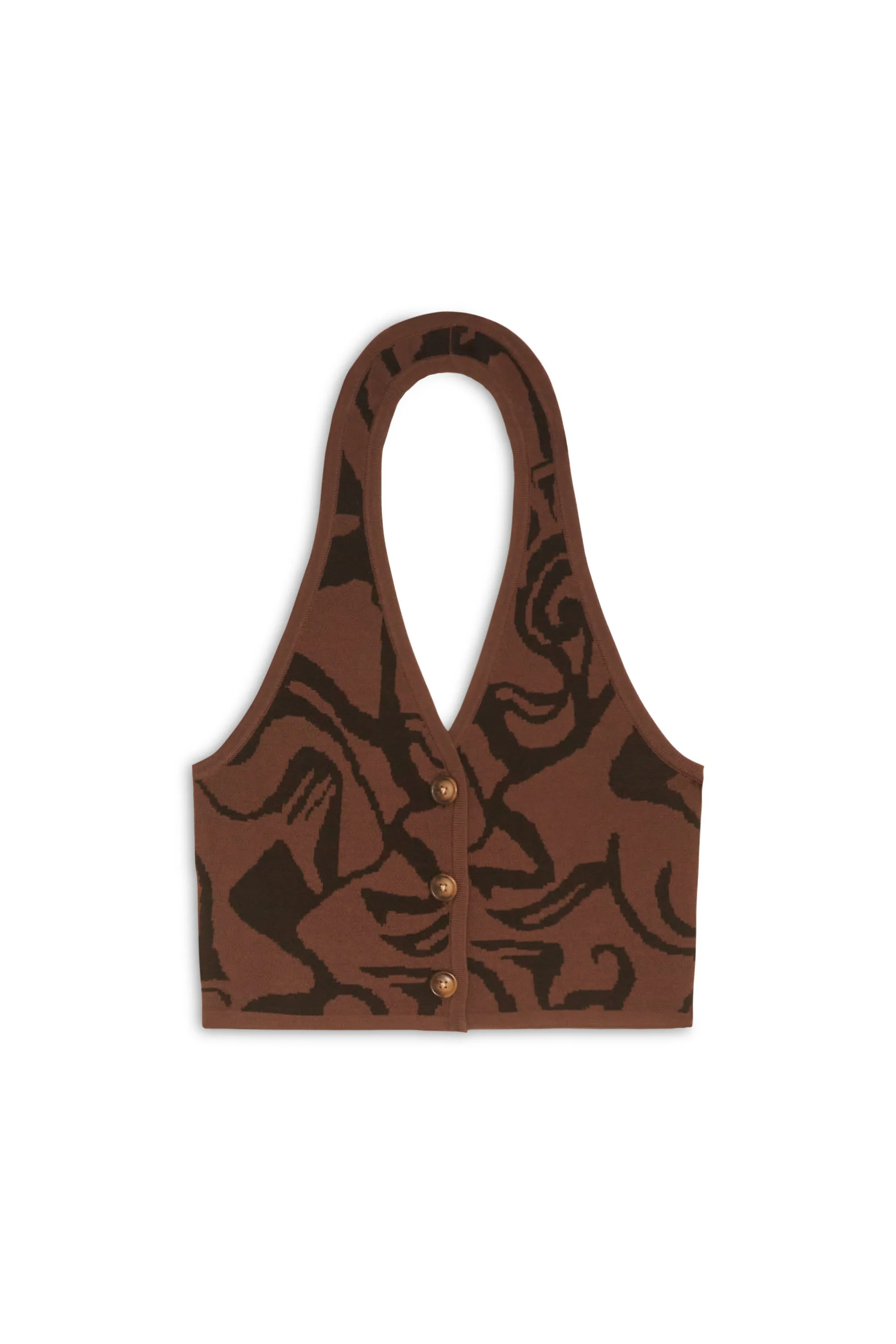 LAYA NAVI SWIRL HALTER IN CHOCOLATE