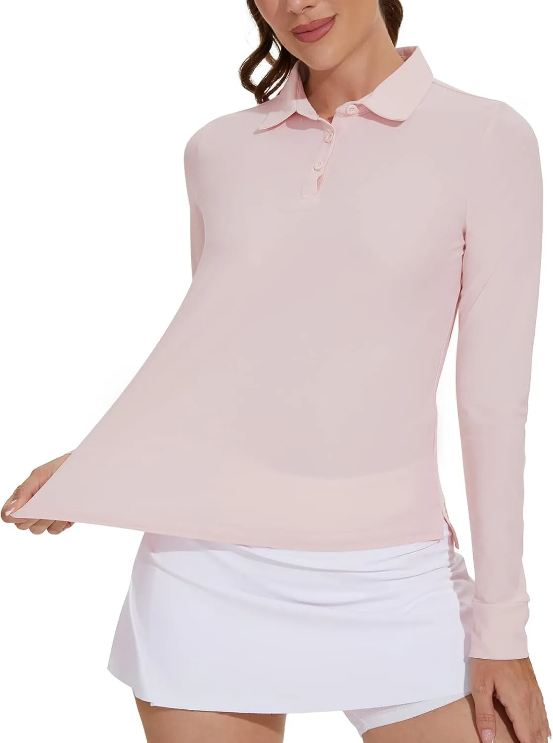 M MOTEEPI Sun Shirts UV Protection Womens Polo Shirts with 3-Botton Womens Golf Shirts Lightweight