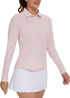 M MOTEEPI Sun Shirts UV Protection Womens Polo Shirts with 3-Botton Womens Golf Shirts Lightweight
