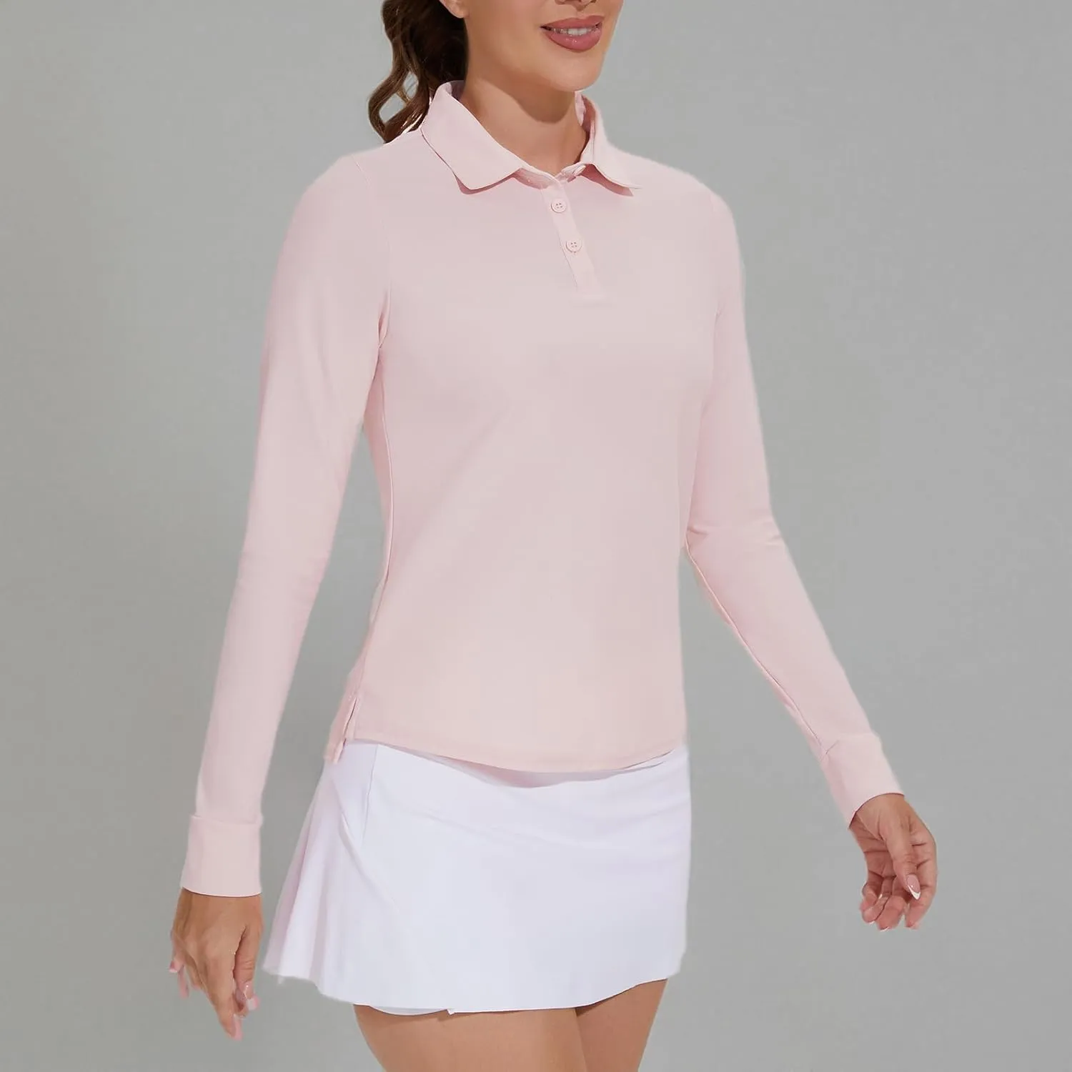 M MOTEEPI Sun Shirts UV Protection Womens Polo Shirts with 3-Botton Womens Golf Shirts Lightweight