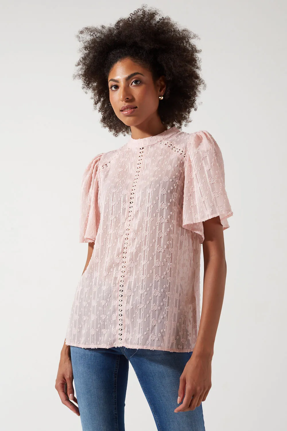 Marc Angelo Short Sleeve Plumetis Top