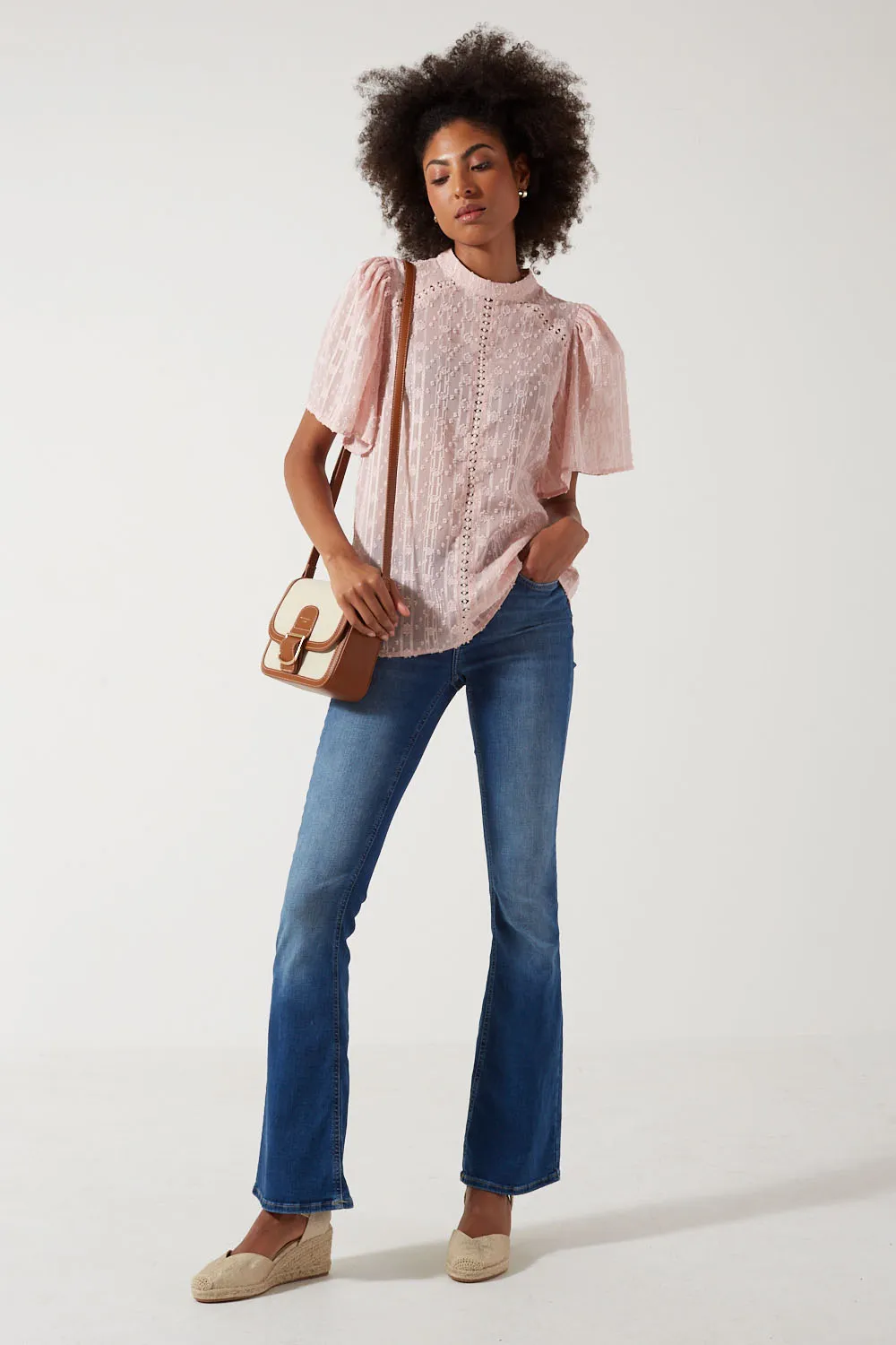 Marc Angelo Short Sleeve Plumetis Top