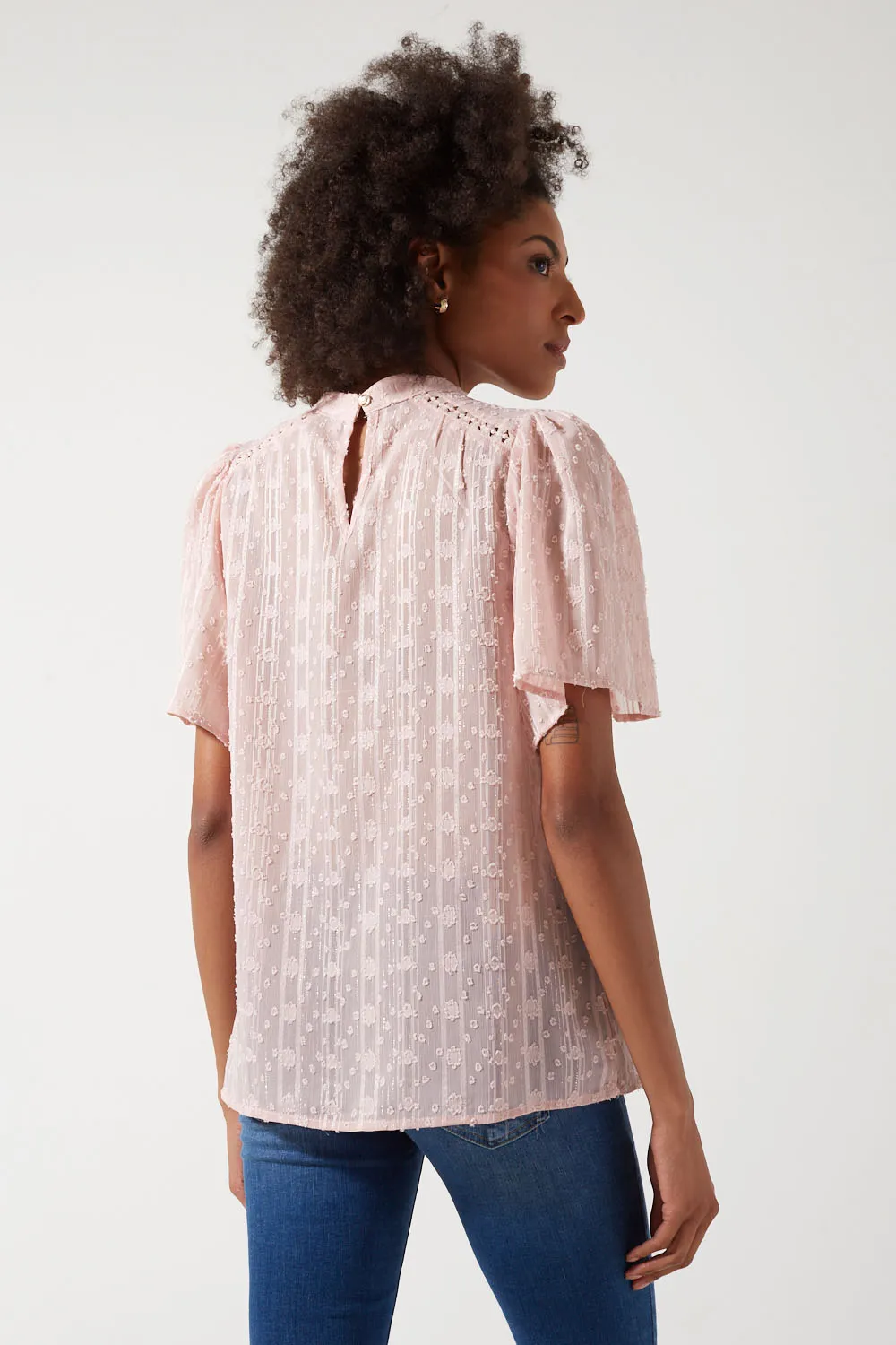 Marc Angelo Short Sleeve Plumetis Top