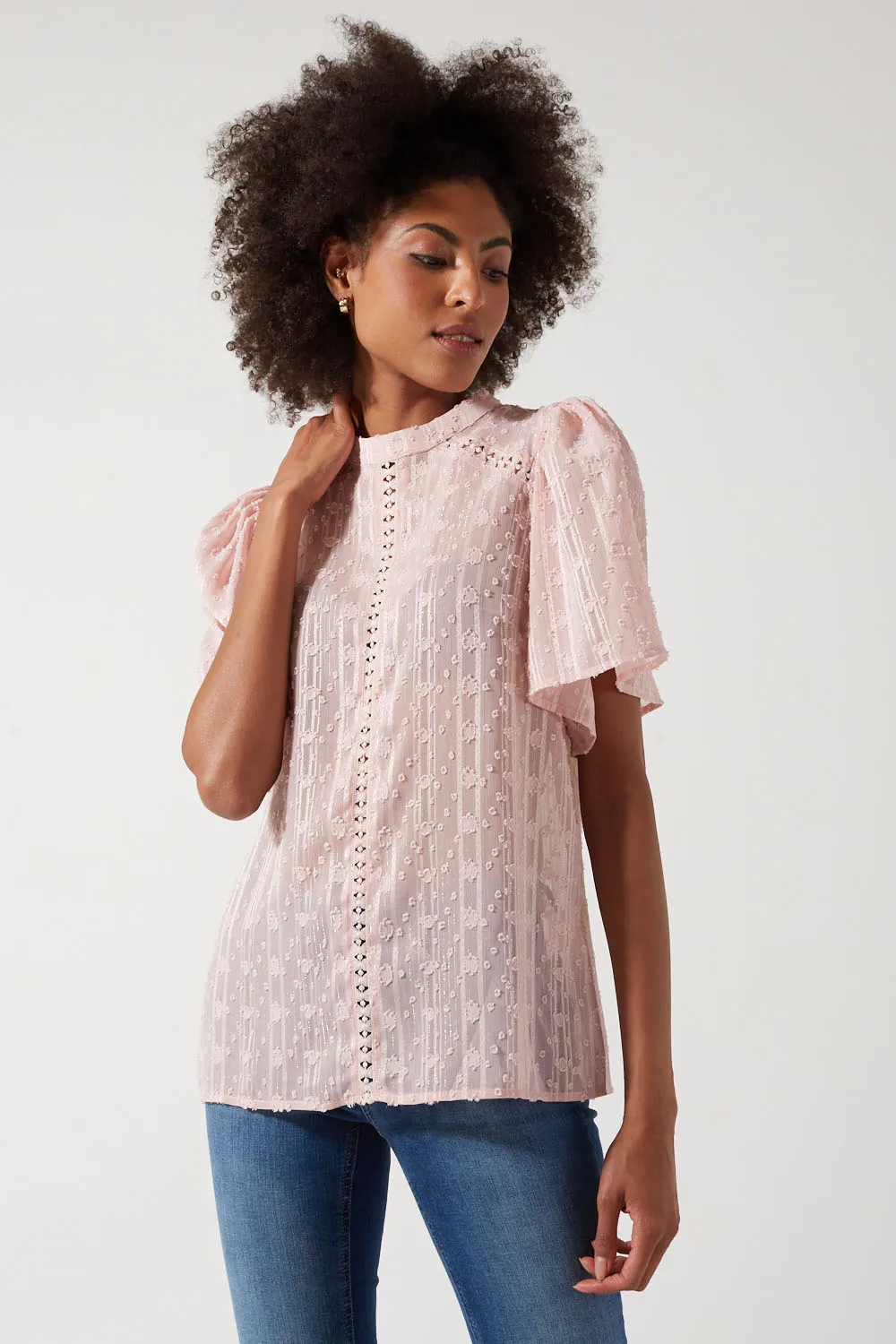 Marc Angelo Short Sleeve Plumetis Top