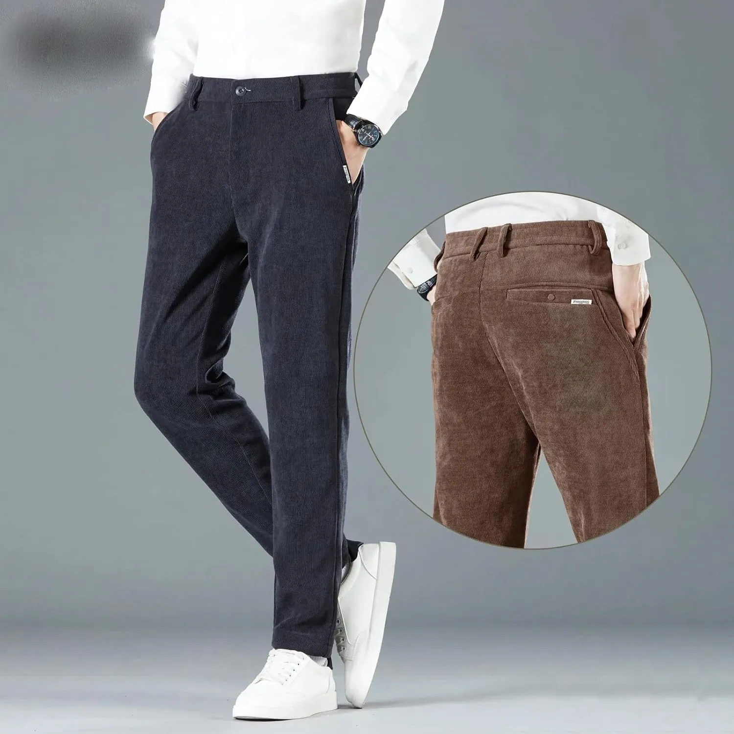Men's Business Casual Pants Autumn Straight Corduroy Pants Male Winter Men Clothing Korean Trousers for Men