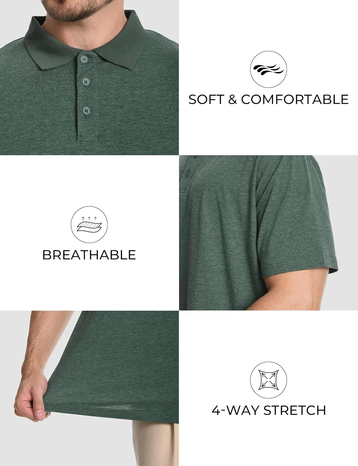 Men's Casual Polo Shirts Short Sleeve Summer Shirts Classic Collared Golf Shirt