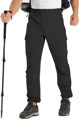 Mens Hiking Pants Cargo Sweatpant with Zipper Pocket Stretch Tactical Trousers Jogger Pant for Travel