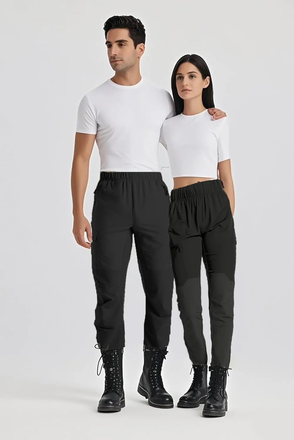 Mens Hiking Pants Cargo Sweatpant with Zipper Pocket Stretch Tactical Trousers Jogger Pant for Travel