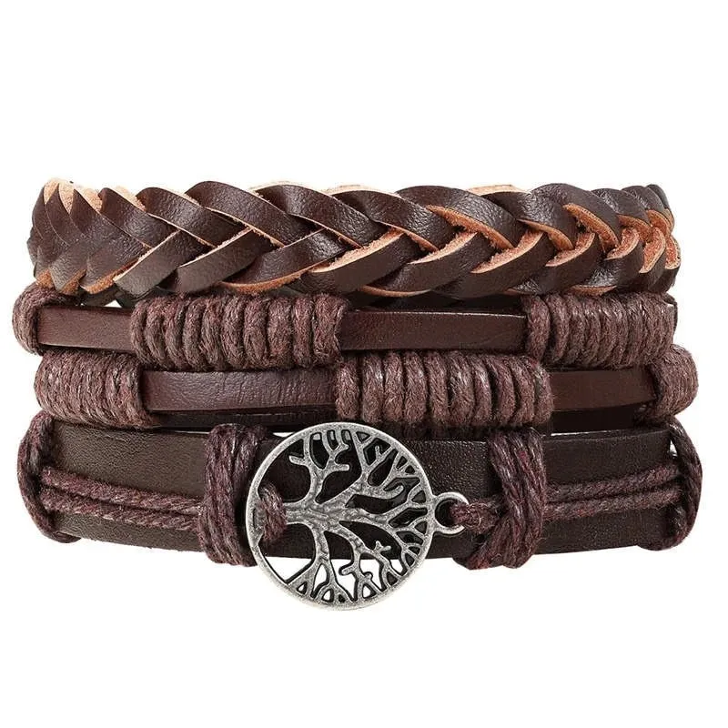 Multilayer vintage peace tree bracelet