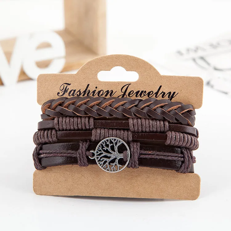 Multilayer vintage peace tree bracelet
