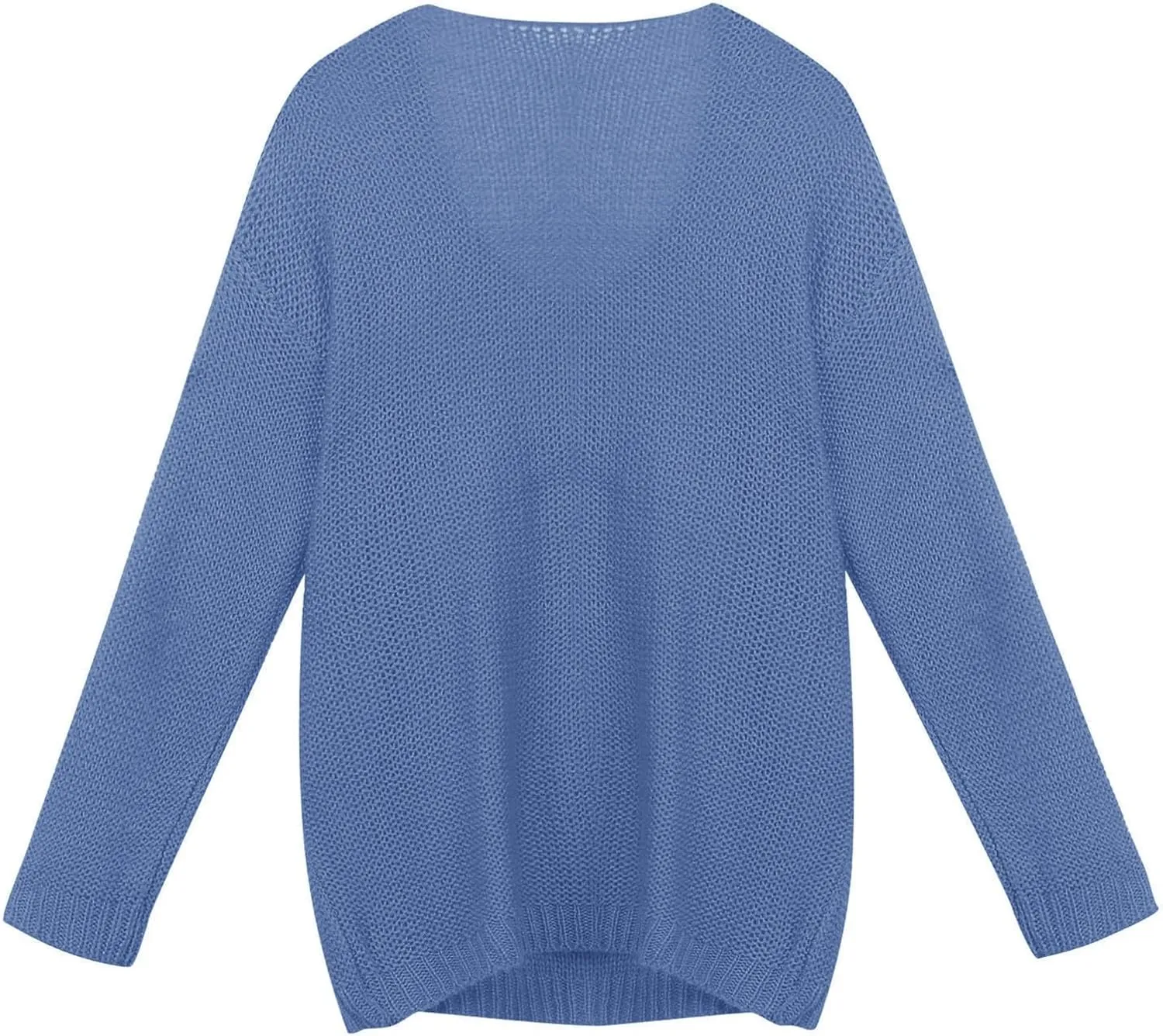 Oversized Hollow V Neck Sweaters for Women 2025 Fall Winter Solid Long Sleeve Loose Knitted Pullovers Jumper Tops