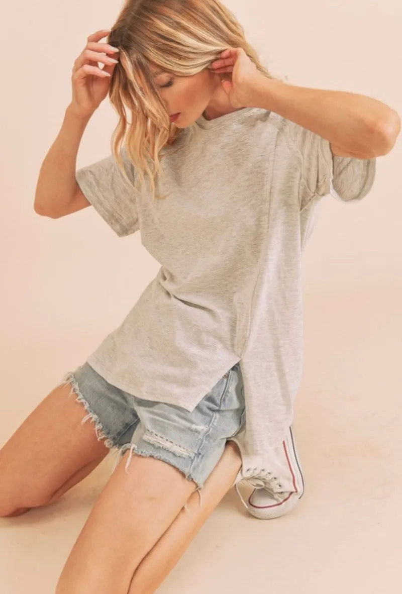 Oversized Split Bottom Crew Neck