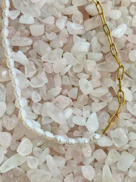 Pennie Paperclip Pearl Necklace