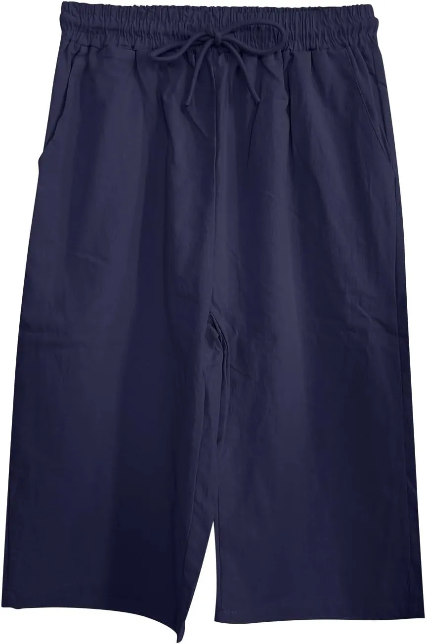 Petite Linen Pants for Women Drawstring Pants Capri Linen Pants for Women Women's Linen Cropped Pants Tapered Ankle