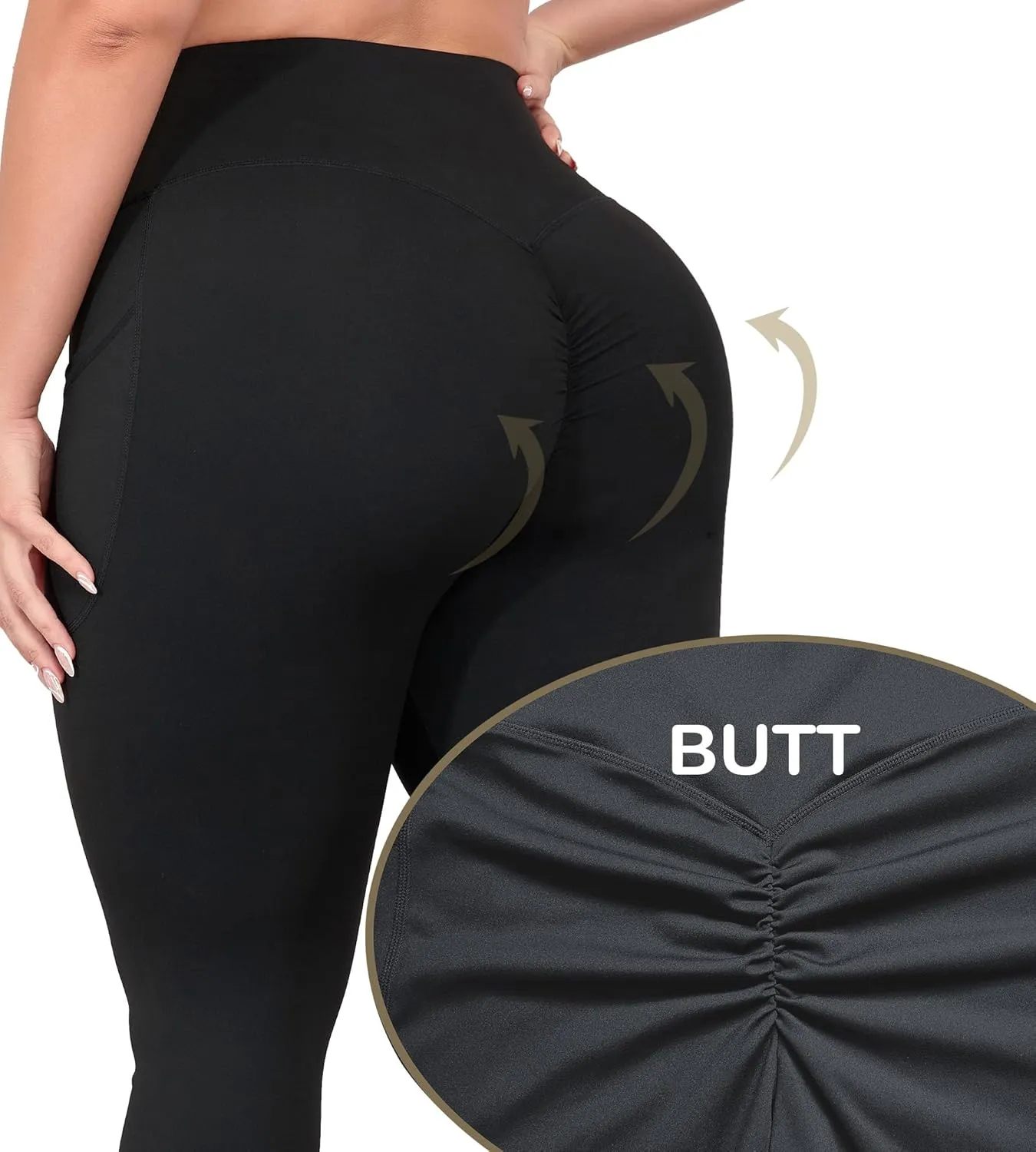 Plus Size Capri Leggings for Women with Pockets, Butt Lifting Yoga Pants Tummy Control, L-5XL Workout Leggings