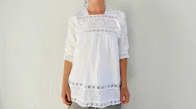 Purepecha Deshilada Blouse. All Cotton. 0085