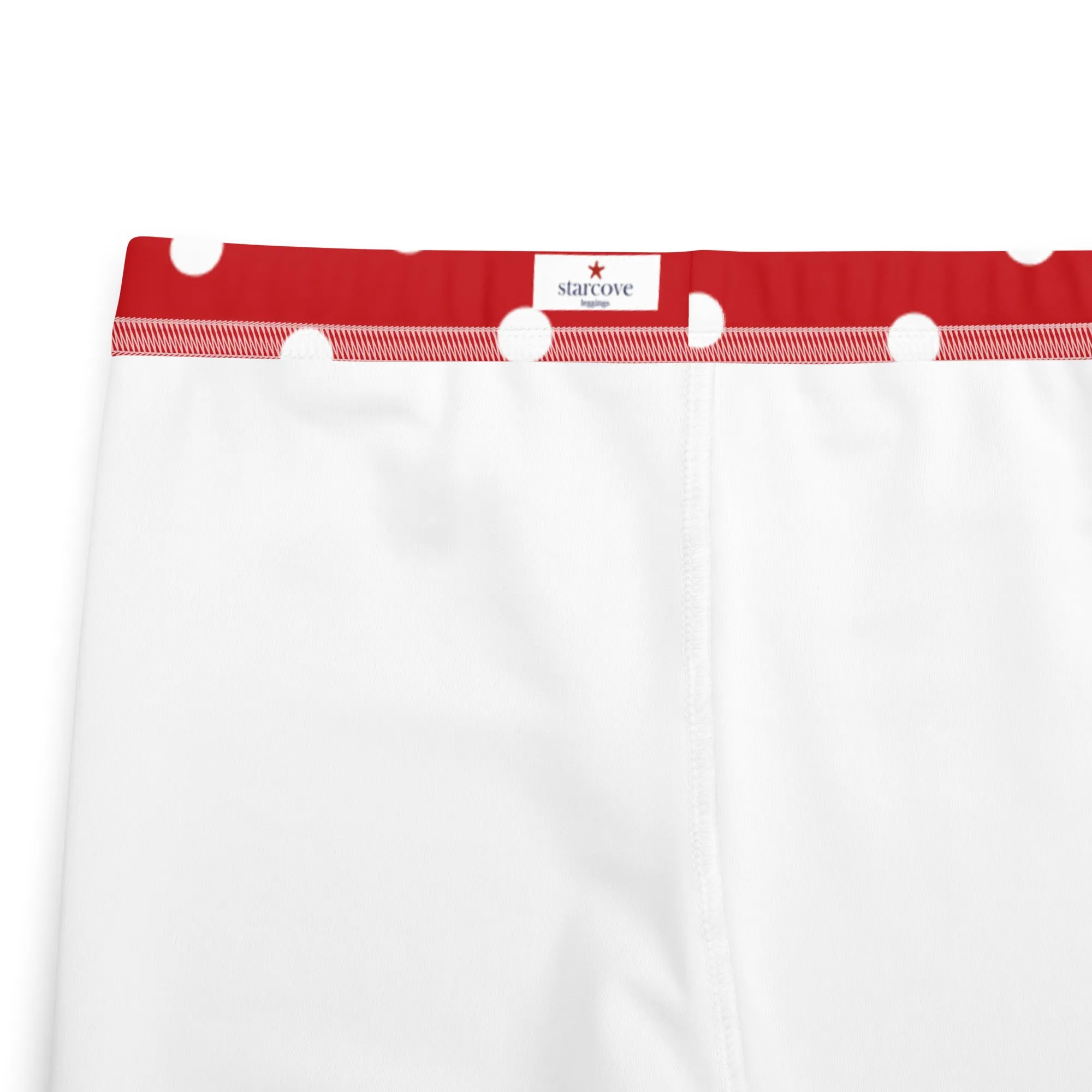 Red and White Polka Dots Girls Leggings (8-20), Kids Youth Teen Tween Christmas Holiday Workout Running Cute Gym Yoga Tights Pants