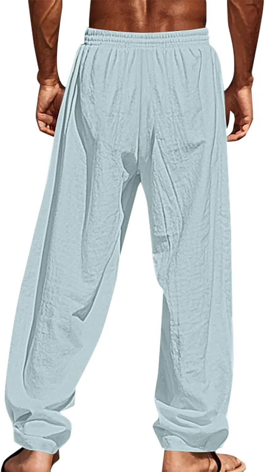 Relaxed Fit Hawaiian Tropical Leaf Pants for Men Lightweight Beach Sweatpants Comfy Lounge Graphic Vacation Drawstring