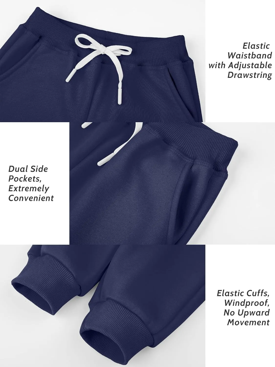 Resinta 3 Pack Toddler and Baby Girls Fleece Sweatpants Casual Pull On Jogger Sweatpants with Pockets Drawstring for Girls