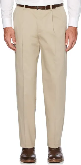 Savane Men's Ultimate Performance Pleated Chino Pants With Expandable Waistband, Non-Iron Fabric, Stretch Lightweight Twill