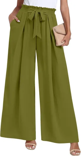 TAOHUADAO Wide Leg Pants for Women High Waisted Plus Size Palazzo Pants Casual Flowy Trousers with Pockets