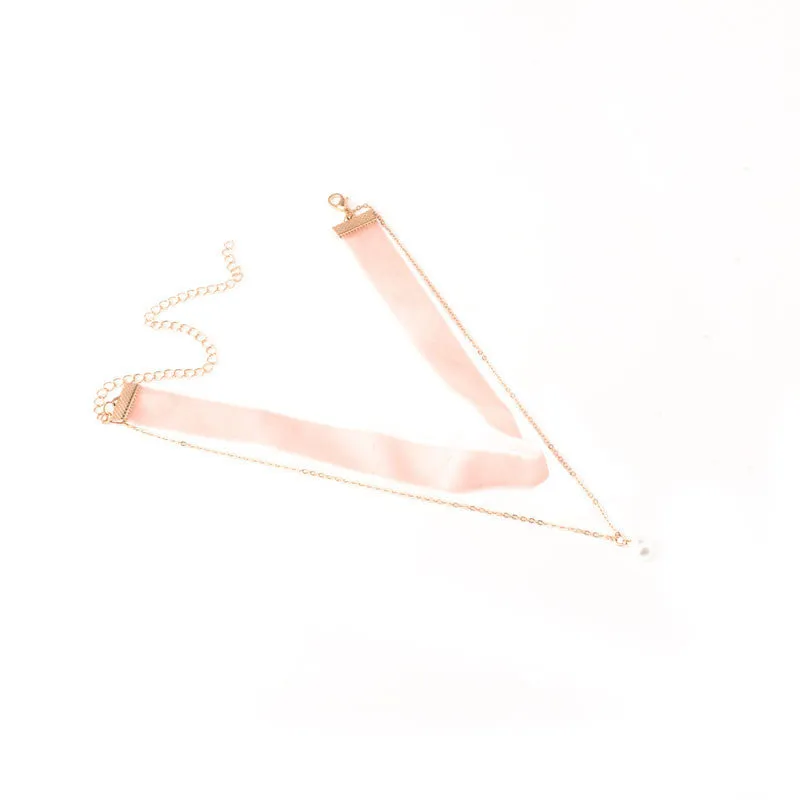 Velvet and Pearl Gold Choker