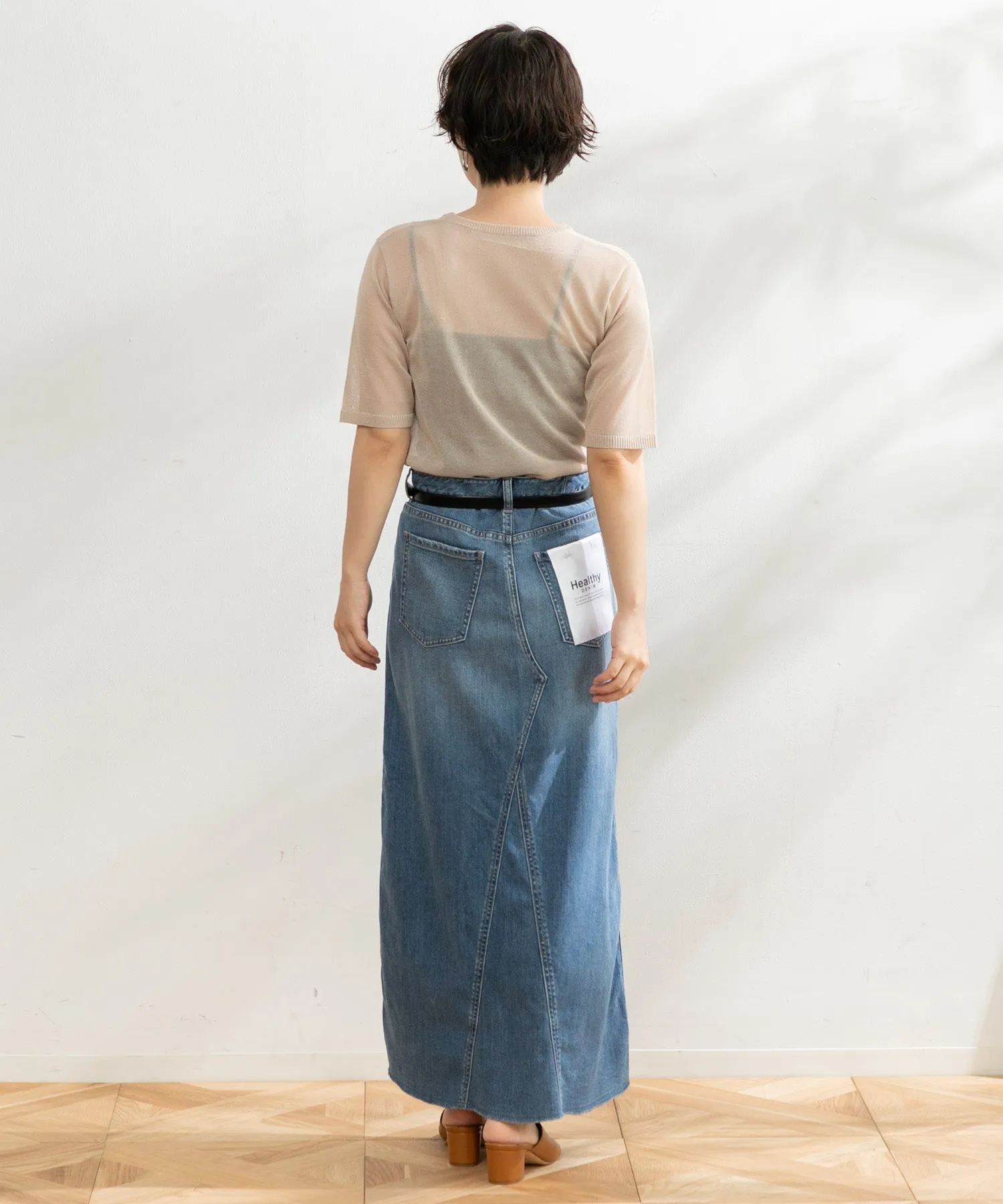 【WOMEN】ARCシアー5分袖ニットプルオーバー