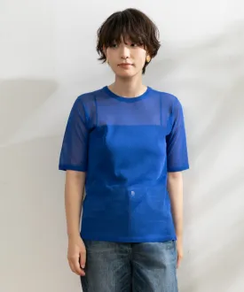 【WOMEN】ARCシアー5分袖ニットプルオーバー