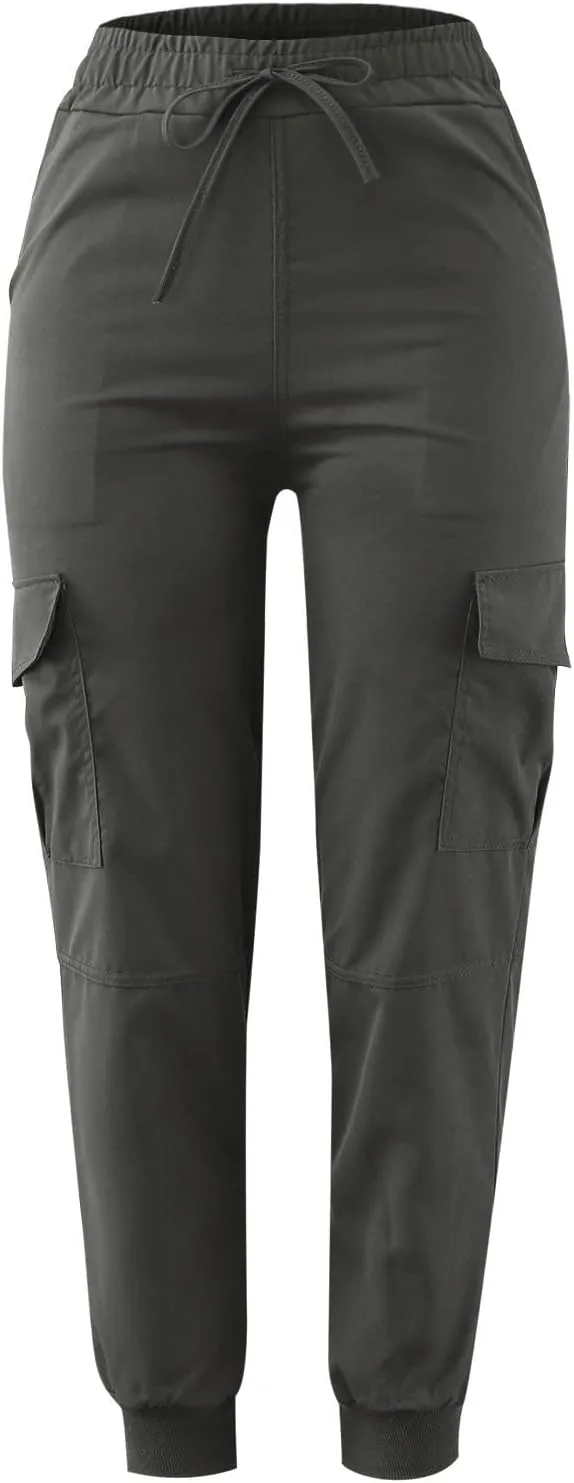 Womens Slacks Jogger Pants Trendy Slim Cargo Ankle Elastic Waistband Drawstring Pants Comfy for Streetwear Vacation