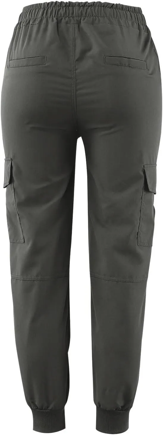 Womens Slacks Jogger Pants Trendy Slim Cargo Ankle Elastic Waistband Drawstring Pants Comfy for Streetwear Vacation