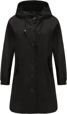 Women's Water-Resistant Hooded Trench Coat, Casual Long Windbreaker, Loose Fit, Fall Winter