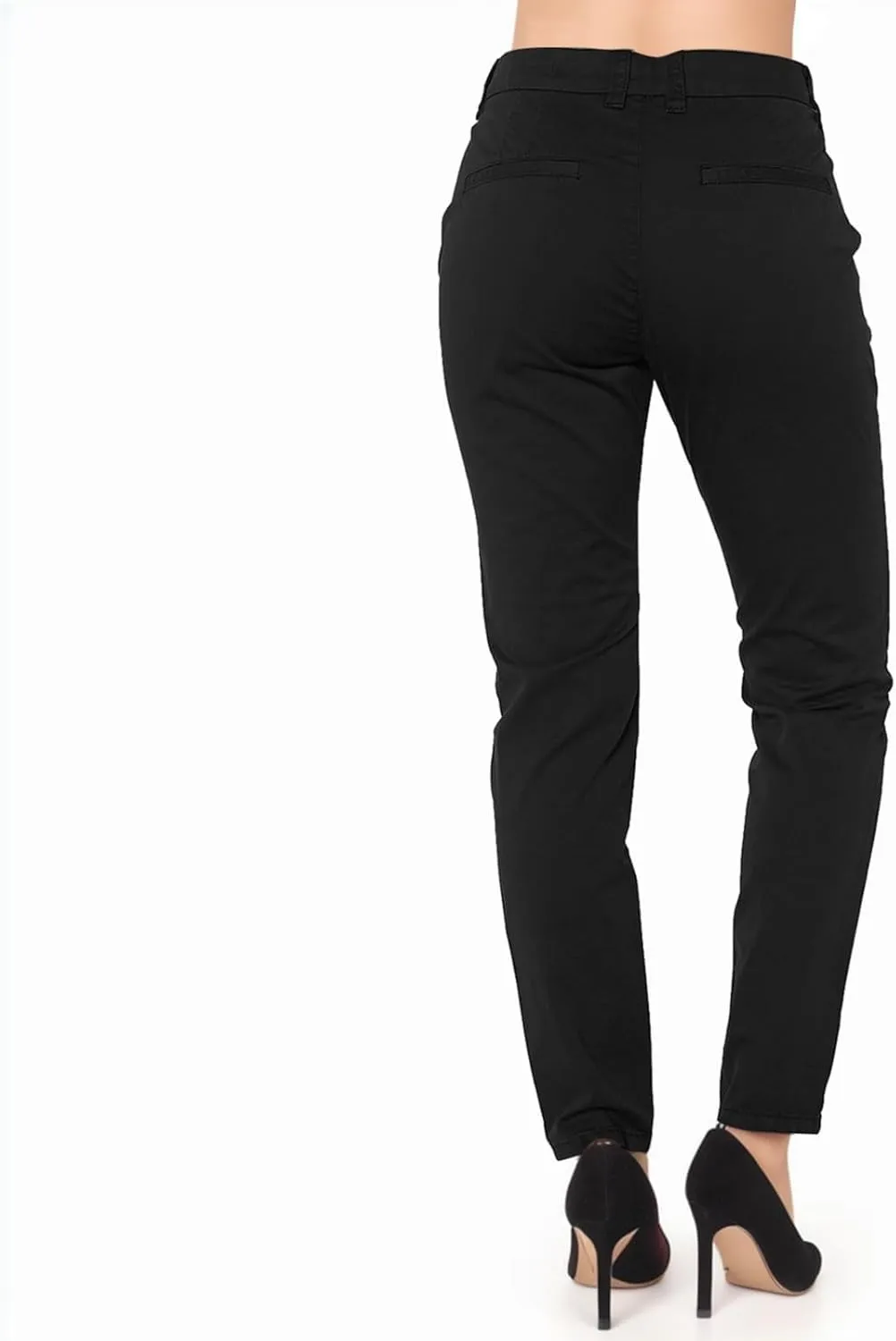 Womens Work Pants Casual Daily Straight Leg Skinny Slim Pants High Waisted Zipper Button Trousers for Business Slacks